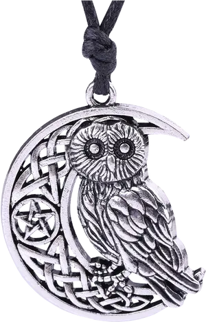 Celtic Owl Pendant Silver PNG