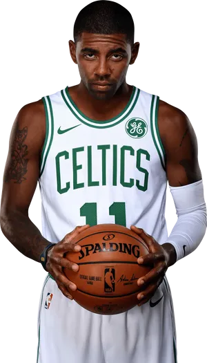 Celtics Basketball Player Holding Ball PNG