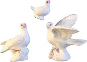 Ceramic Dove Figurines Collection PNG image