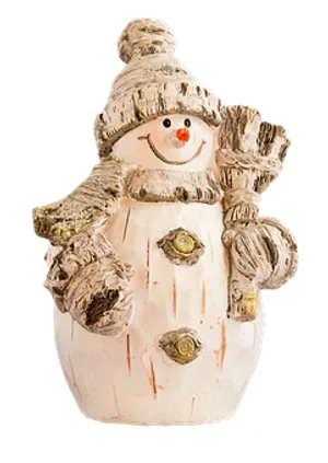 Ceramic Snowman Figurine Waving