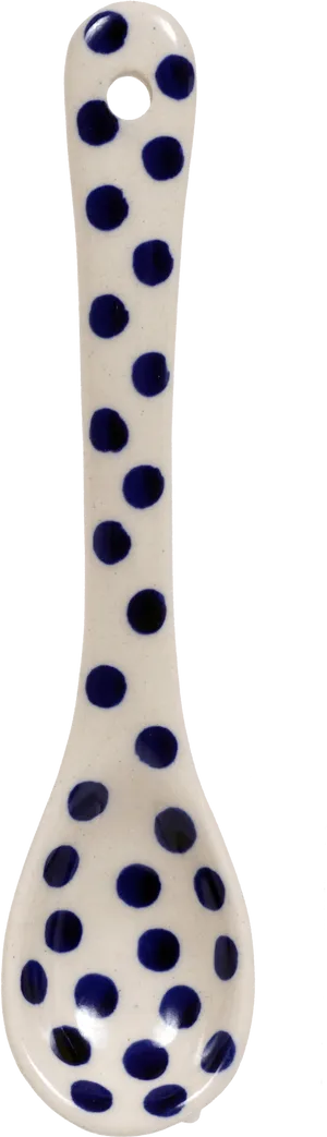Ceramic Spoonwith Blue Dots PNG