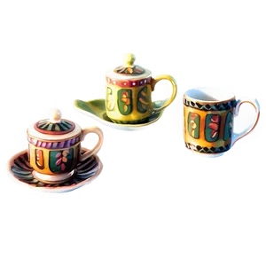 Ceramic Tea Cup Set PNG Ouj74