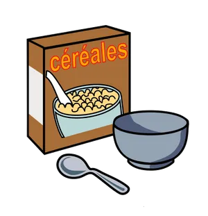 Cereal Box Bowl Spoon Clipart PNG image