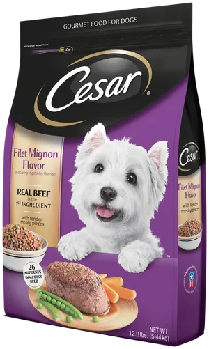 Cesar Dog Food Filet Mignon Flavor Packaging PNG