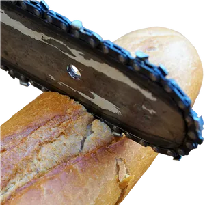 Chainsaw Cutting Bread PNG
