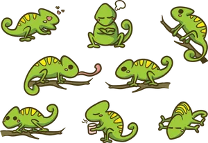 Chameleon_ Cartoon_ Collection_ Vector PNG image