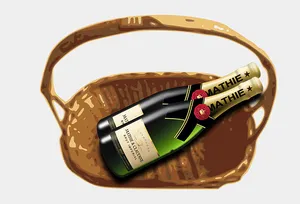 Champagne Bottlein Wicker Basket