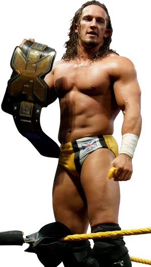 Champion Wrestler With Belt PNG