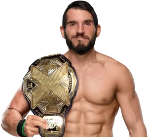 Champion Wrestler With N X T Title Belt PNG