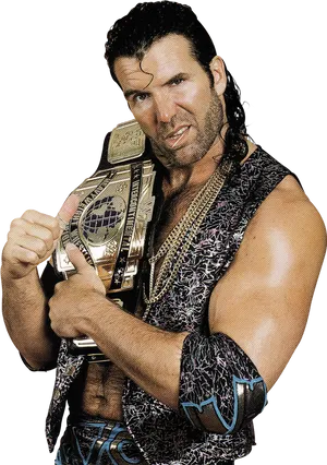 Champion Wrestlerwith Belt PNG