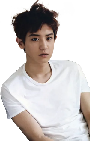 Chanyeol Casual White Tee PNG image