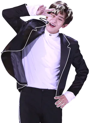 Chanyeol Peace Sign Performance PNG image