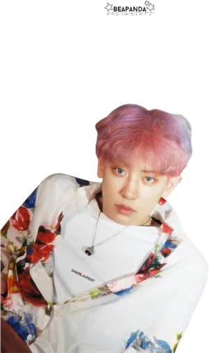 Chanyeol Pink Hair Fashion Portrait PNG image
