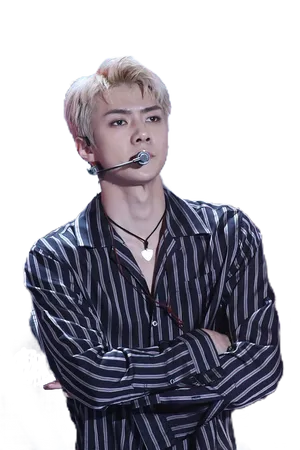 Chanyeol Striped Shirt Performance PNG image
