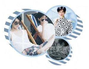 Chanyeol Summer Photoshoot Collage PNG image