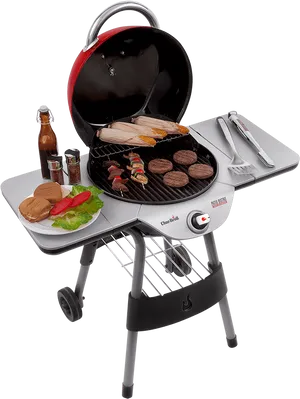 Charcoal Grillwith Food Preparation PNG image