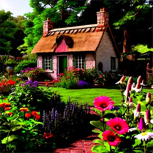 Charming Cottage Garden PNG 96