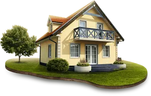 Charming Suburban House PNG image