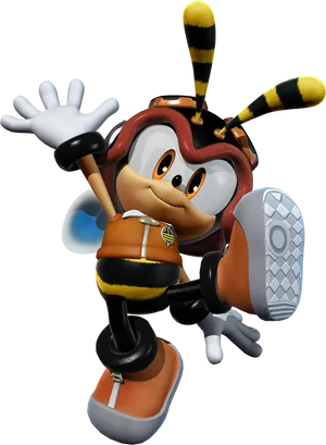 Charmy_ Bee_ Flying_ Character_ Render PNG