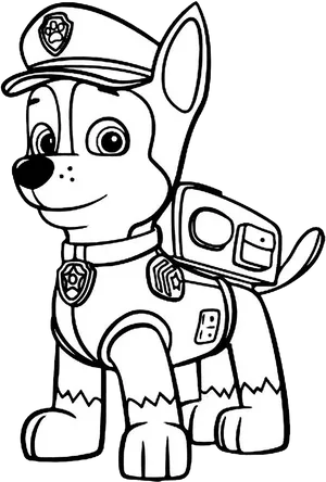 Chase Paw Patrol Coloring Page PNG image