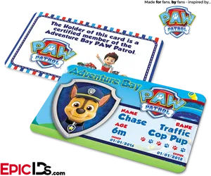 Chase Paw Patrol I D Cards PNG image
