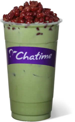 Chatime Green Tea Lattewith Red Beans PNG
