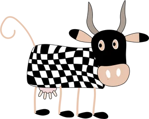 Checkered Cow Illustration PNG image