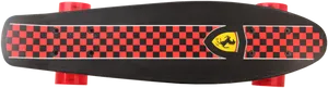 Checkered Penny Boardwith Red Wheels PNG image