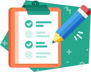 Checklist Clipboardand Pencil Illustration PNG image