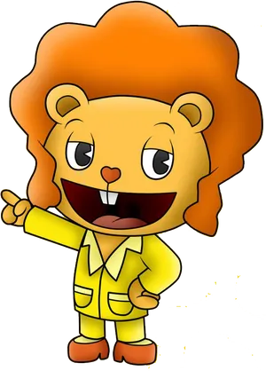 Cheerful Cartoon Lion Character PNG image