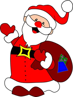 Cheerful Cartoon Santa Claus Waving PNG image