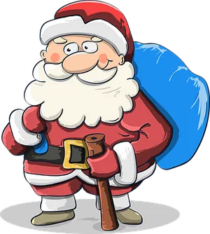Cheerful Cartoon Santa Clauswith Sack PNG image