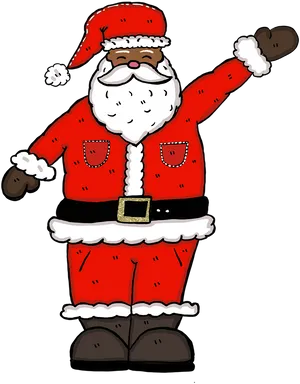 Cheerful Cartoon Santa Waving PNG image