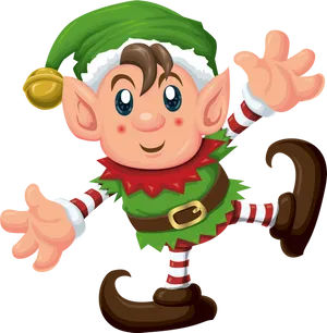 Cheerful Christmas Elf Cartoon