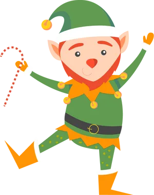 Cheerful Christmas Elf Cartoon