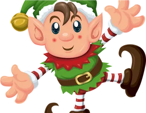 Cheerful Christmas Elf Cartoon