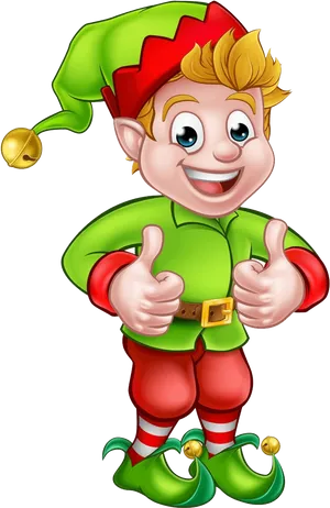 Cheerful Christmas Elf Thumbs Up