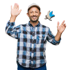 Cheerful Hobo Waving PNG 06242024
