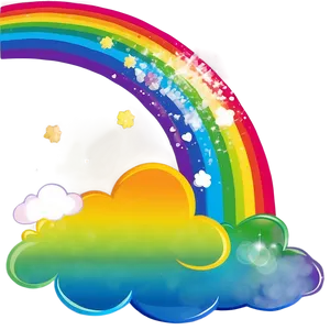 Cheerful Rainbow With Clouds PNG 06282024