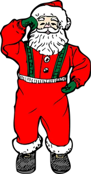 Cheerful Santa Claus Saluting PNG image