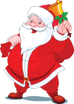 Cheerful Santa Clauswith Bell PNG image