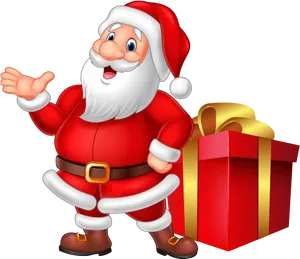 Cheerful Santa Clauswith Gift PNG image