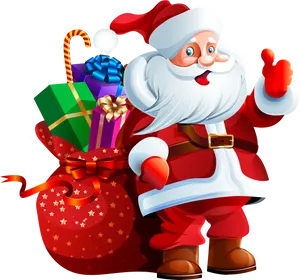 Cheerful Santa Clauswith Gifts PNG image