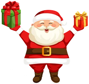 Cheerful Santa Clauswith Gifts PNG image