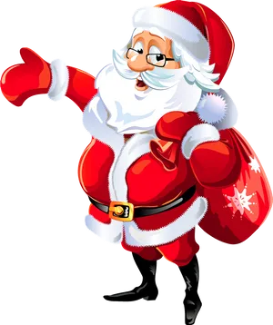 Cheerful Santa Clauswith Sack Illustration PNG image