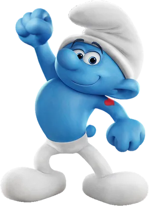 Cheerful Smurf Character Pose PNG