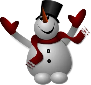 Cheerful Snowman Cartoon PNG image