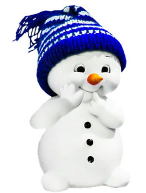Cheerful Snowman Figurinewith Blue Hat