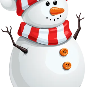 Cheerful Snowman Red Scarf Clipart PNG image