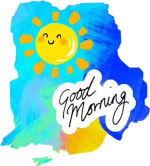 Cheerful Sun Good Morning Greeting PNG